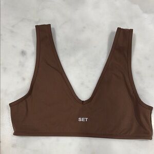 SET Active Sportbody Dip V Neck Plunge Sports Bralette Top sz L